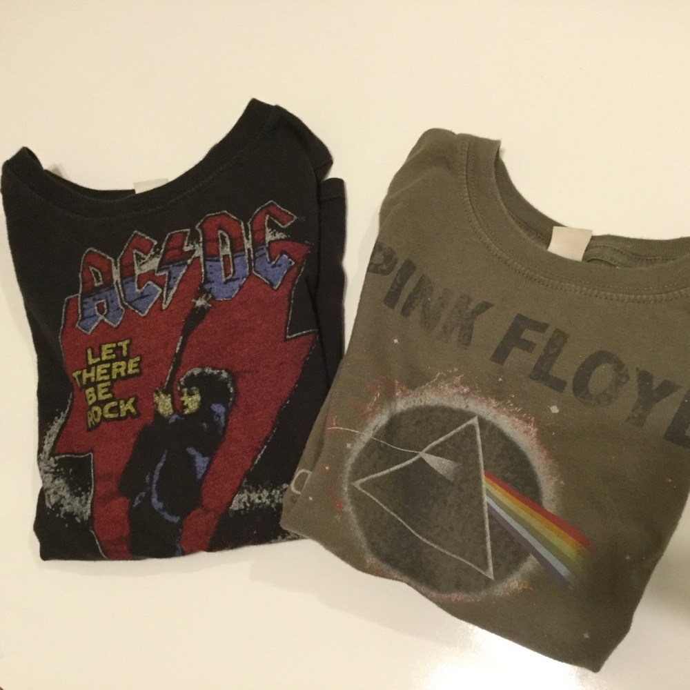 Lot of 2  Kids Band T-Shirts AC/DC & Pink Floyd
